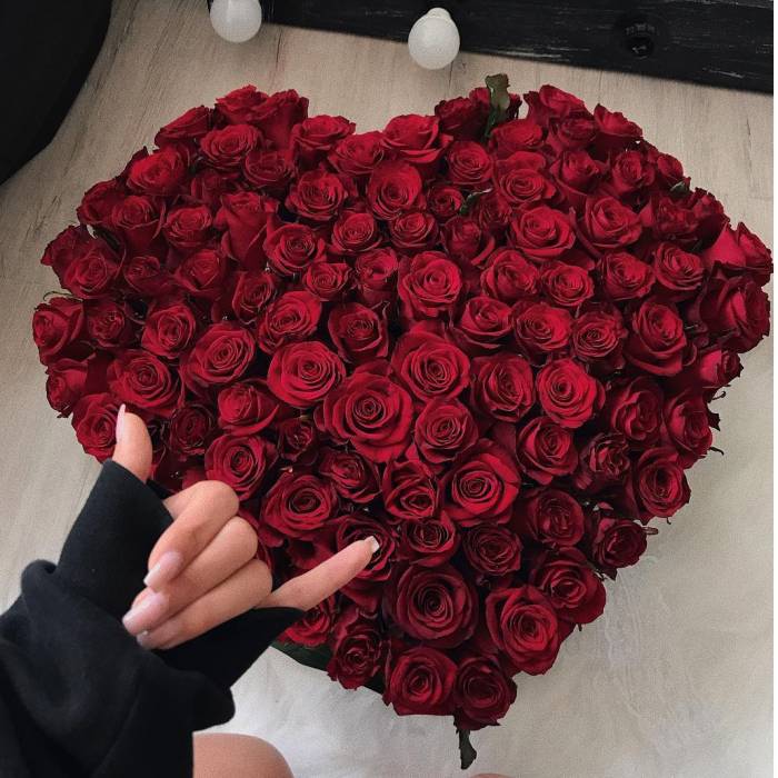 Сердце из 101 красной розы R509